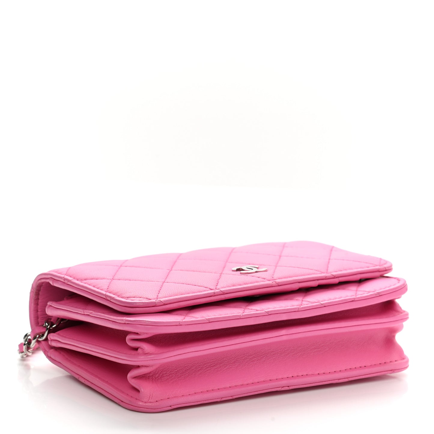 Lambskin Quilted Mini Wallet On Chain WOC Pink