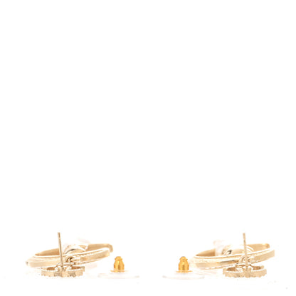 Chanel Metal Pearl Strass Resin CC Cat Moon Earrings Gold 3 of 4