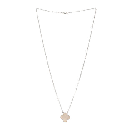 Van Cleef & Arpels 18K White Gold Mother Of Pearl Vintage Alhambra Pendant Necklace 3 of 4
