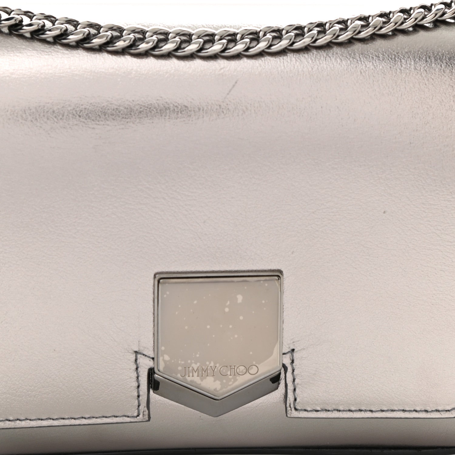 Jimmy Choo Smooth Calfskin Lockett City Shoulder Bag Silver 7 of 9