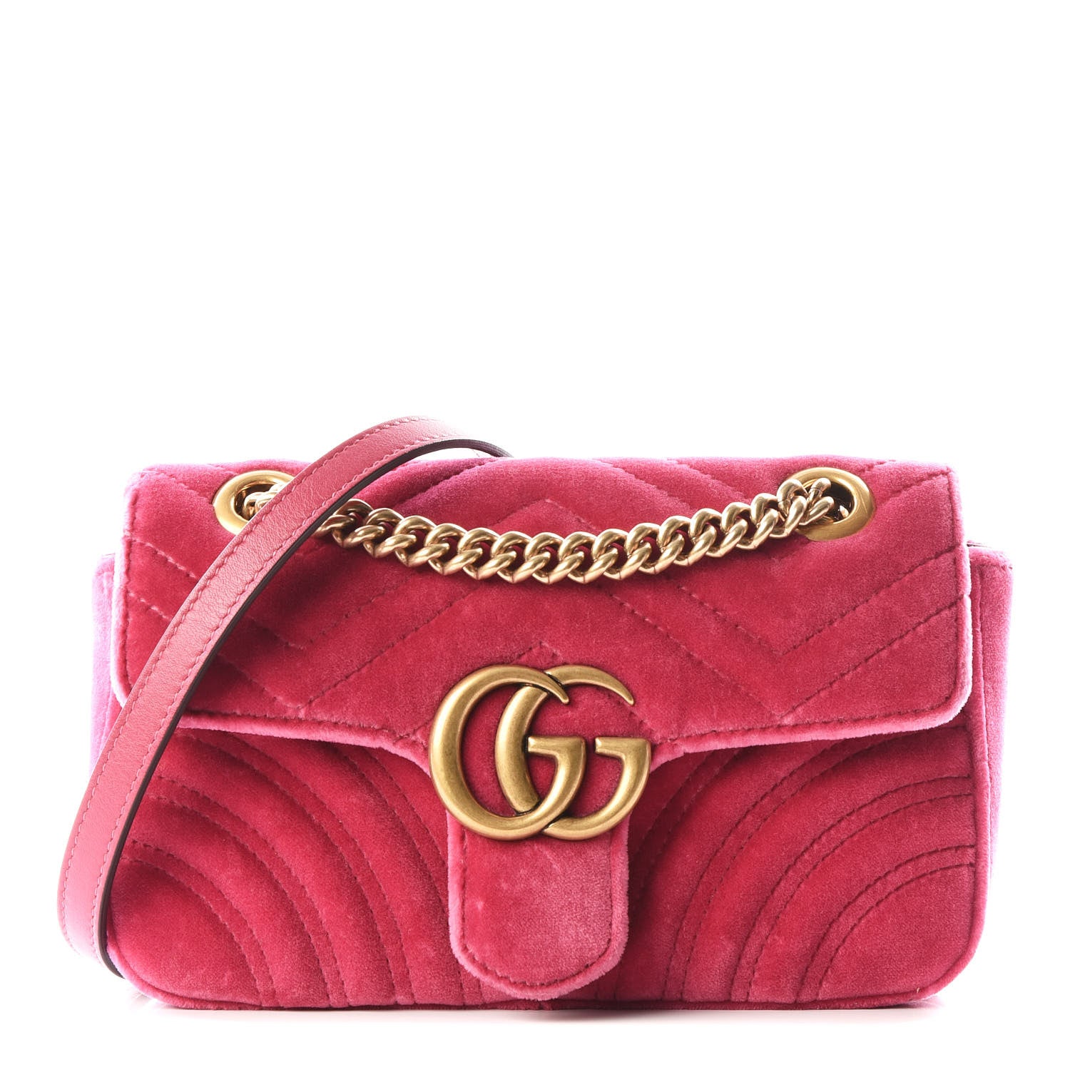 Gucci Velvet Matelasse Mini GG Marmont Shoulder Bag Light Raspberry Rose 1 of 10