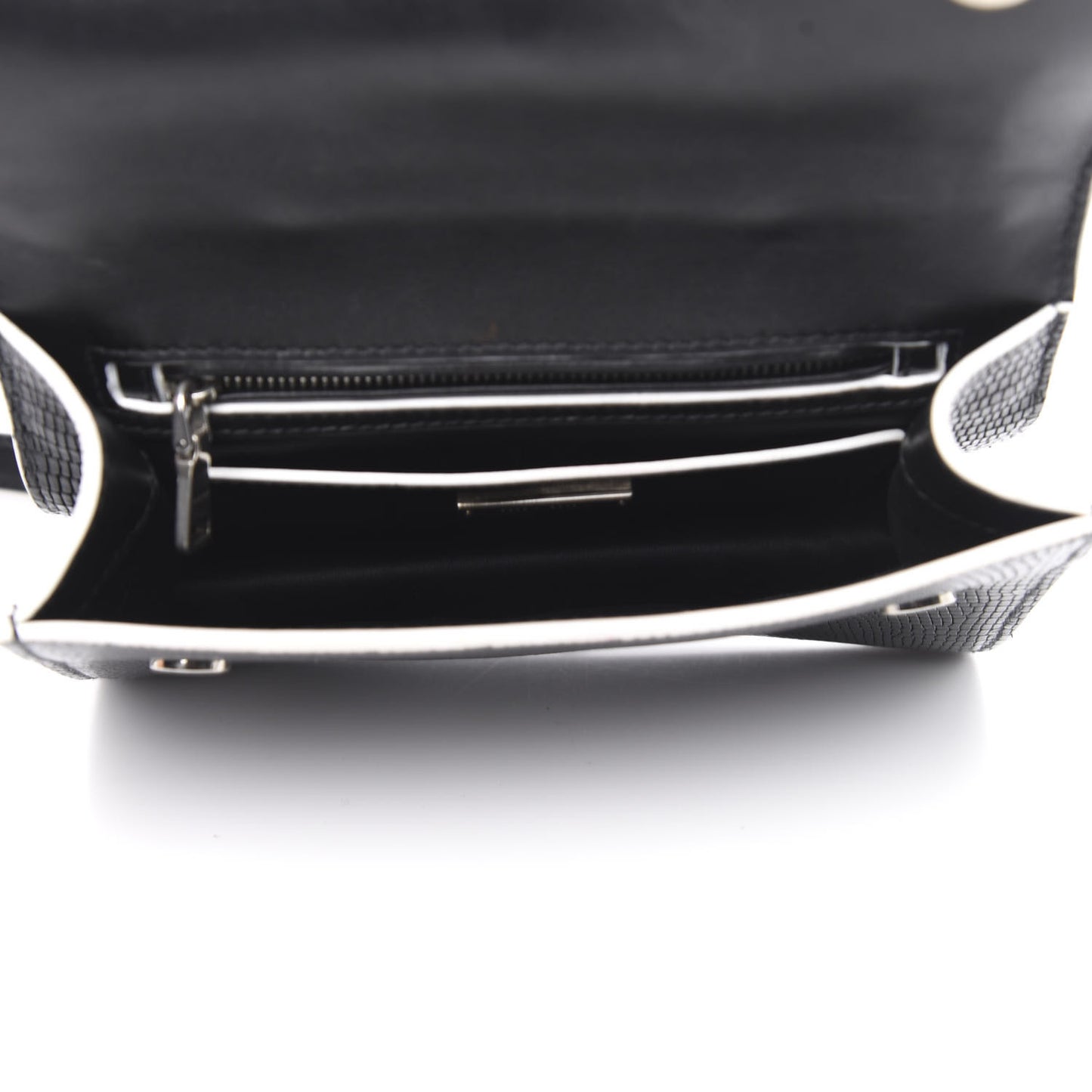 Embossed Lizard Calfskin Crystal Embellished Saint Lucertola Shoulder Bag Black