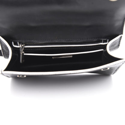 Miu Miu Embossed Lizard Calfskin Crystal Embellished Saint Lucertola Shoulder Bag Black 6 of 14
