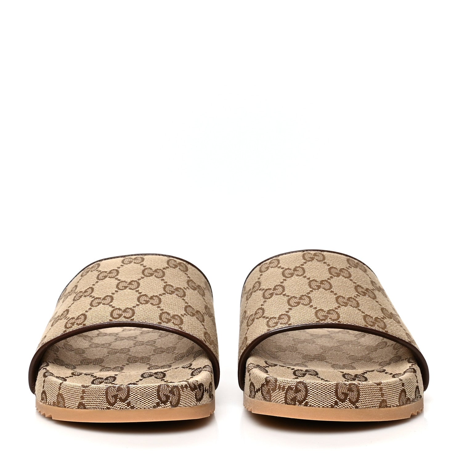 Gucci Canvas GG Monogram Mens Slide Sandals 9 Beige 2 of 9