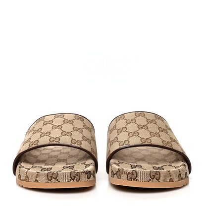 Gucci Canvas GG Monogram Mens Slide Sandals 9 Beige 2 of 9