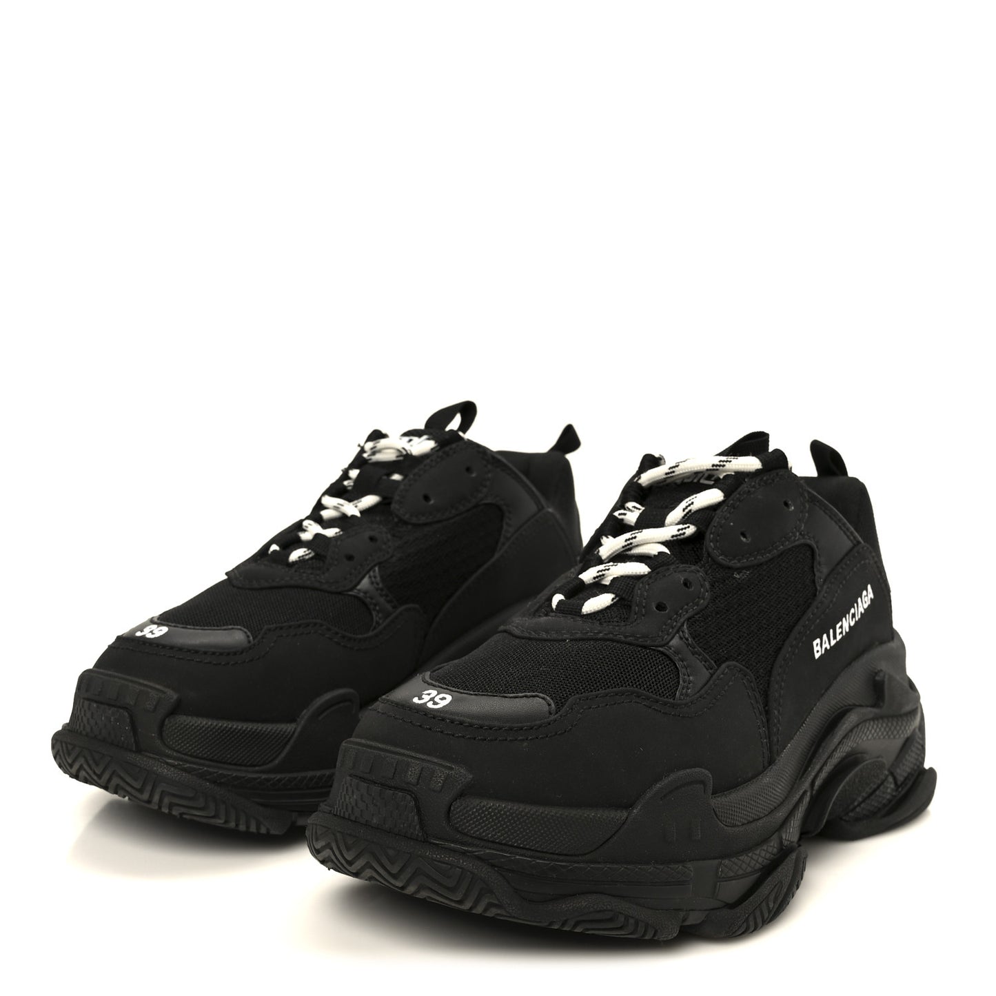 Fabric Mesh Womens Triple S Sneakers 39 Black