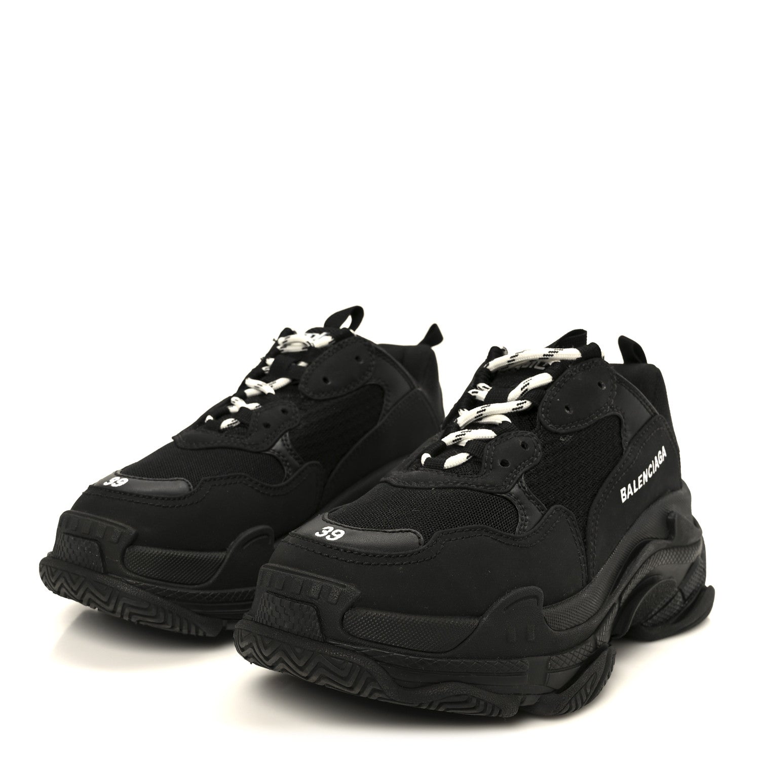 Balenciaga Fabric Mesh Womens Triple S Sneakers 39 Black 4 of 10