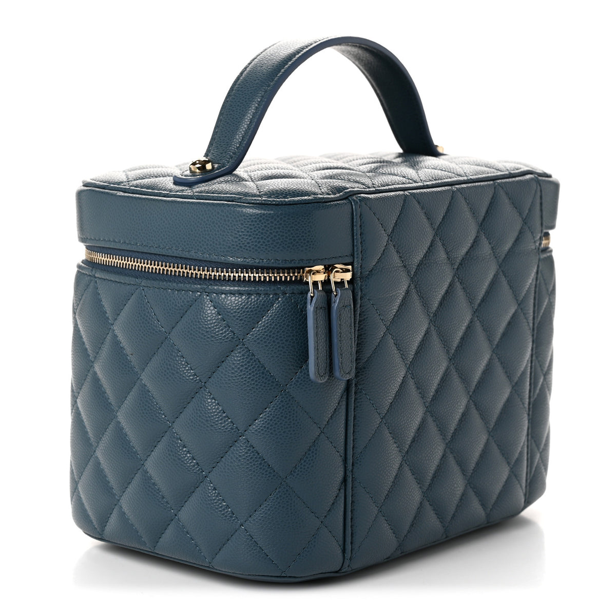 Chanel Caviar Quilted Large Vanity Pouch Blue 4 of 12