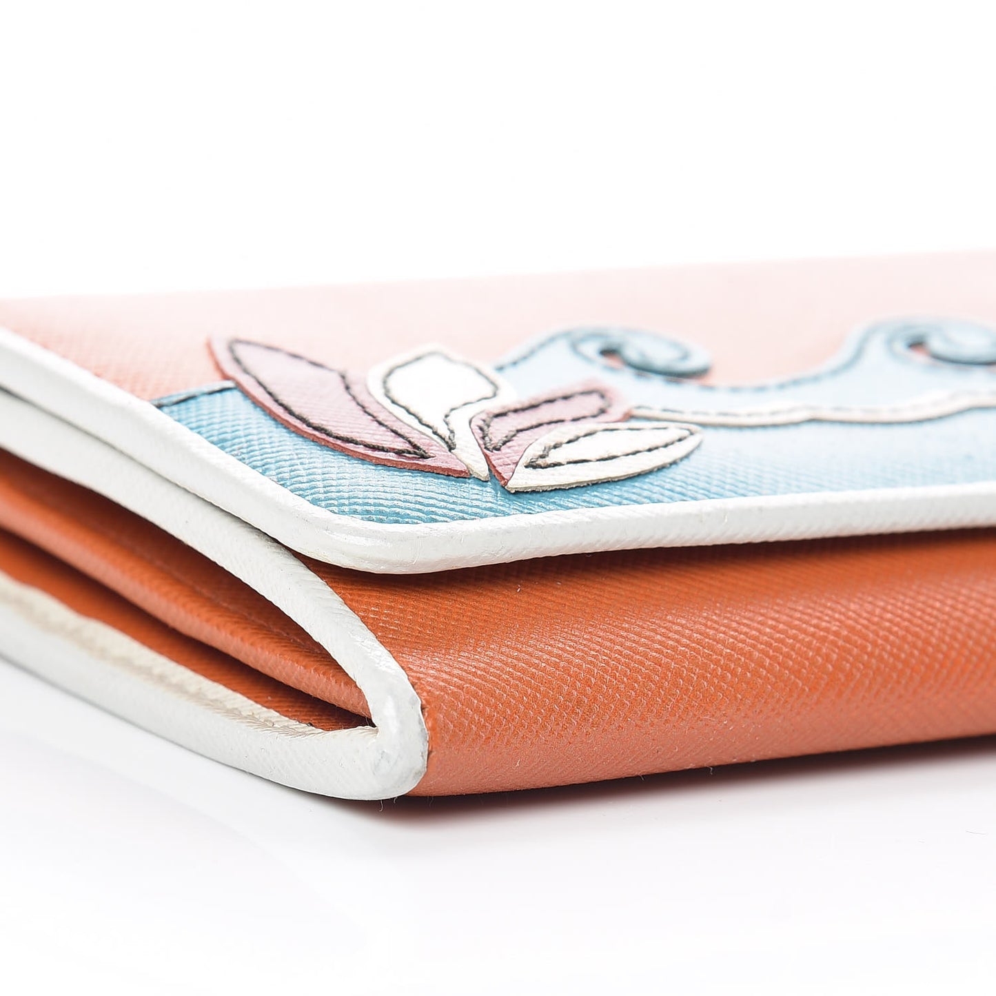 Saffiano Beach Flap Continental Wallet Papaya