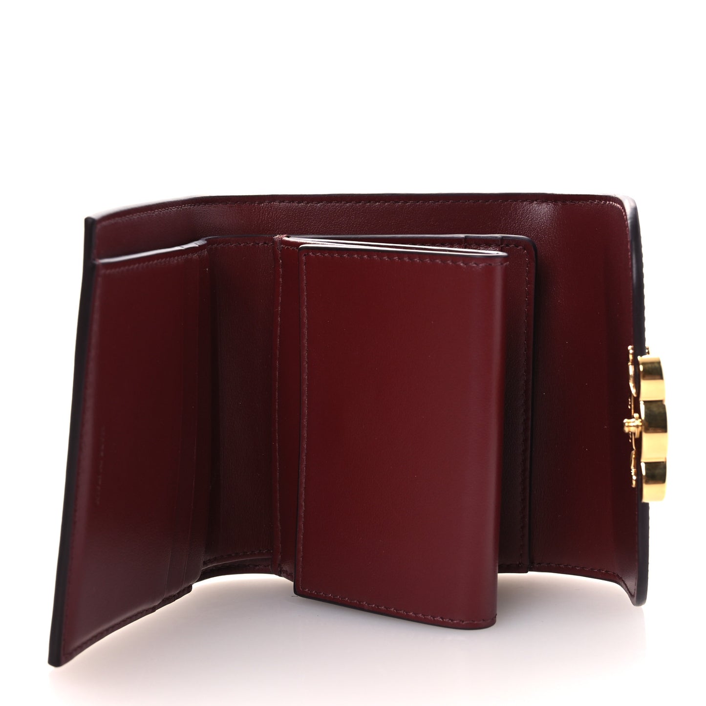 Shiny Calfskin Small Triomphe Wallet Deep Burgundy