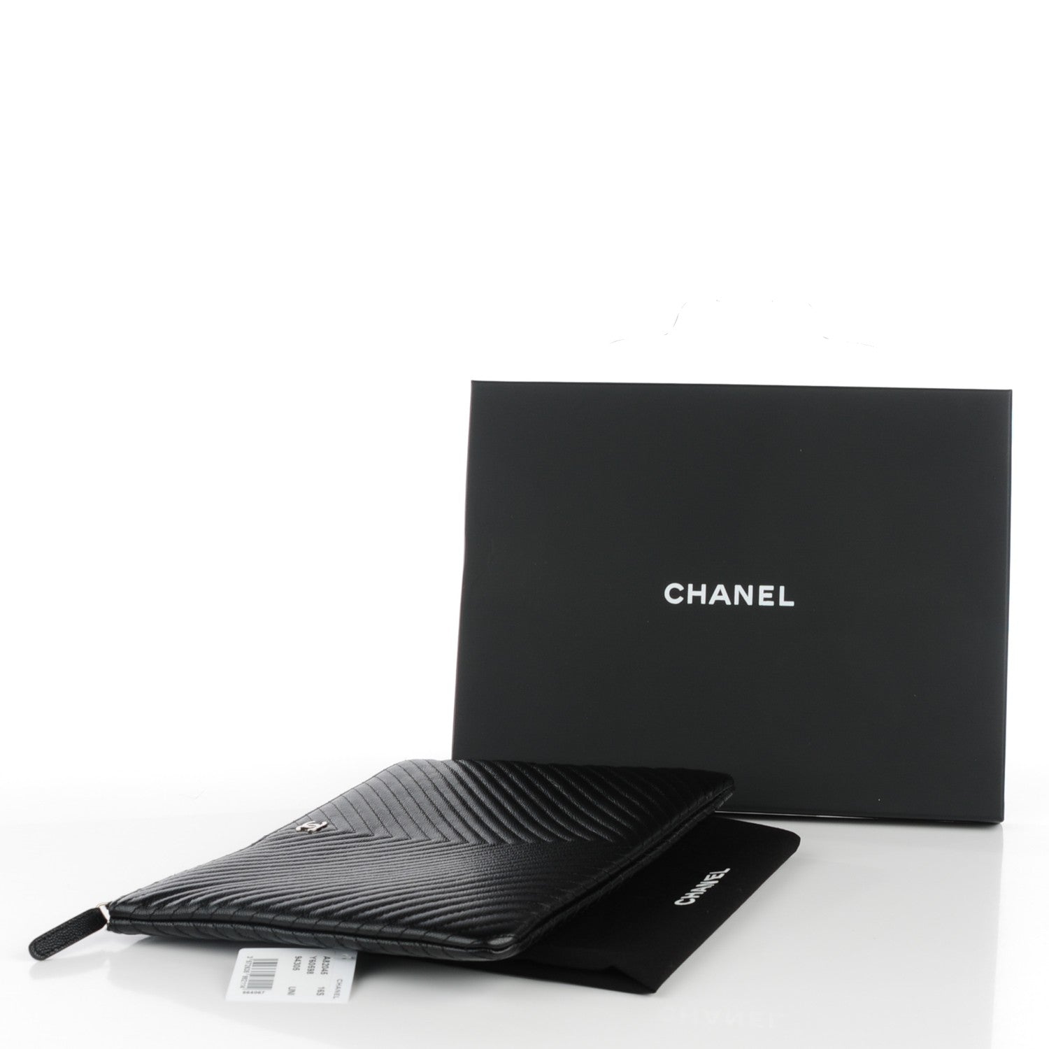 Chanel Caviar Chevron Medium Cosmetic Case Black 4 of 7