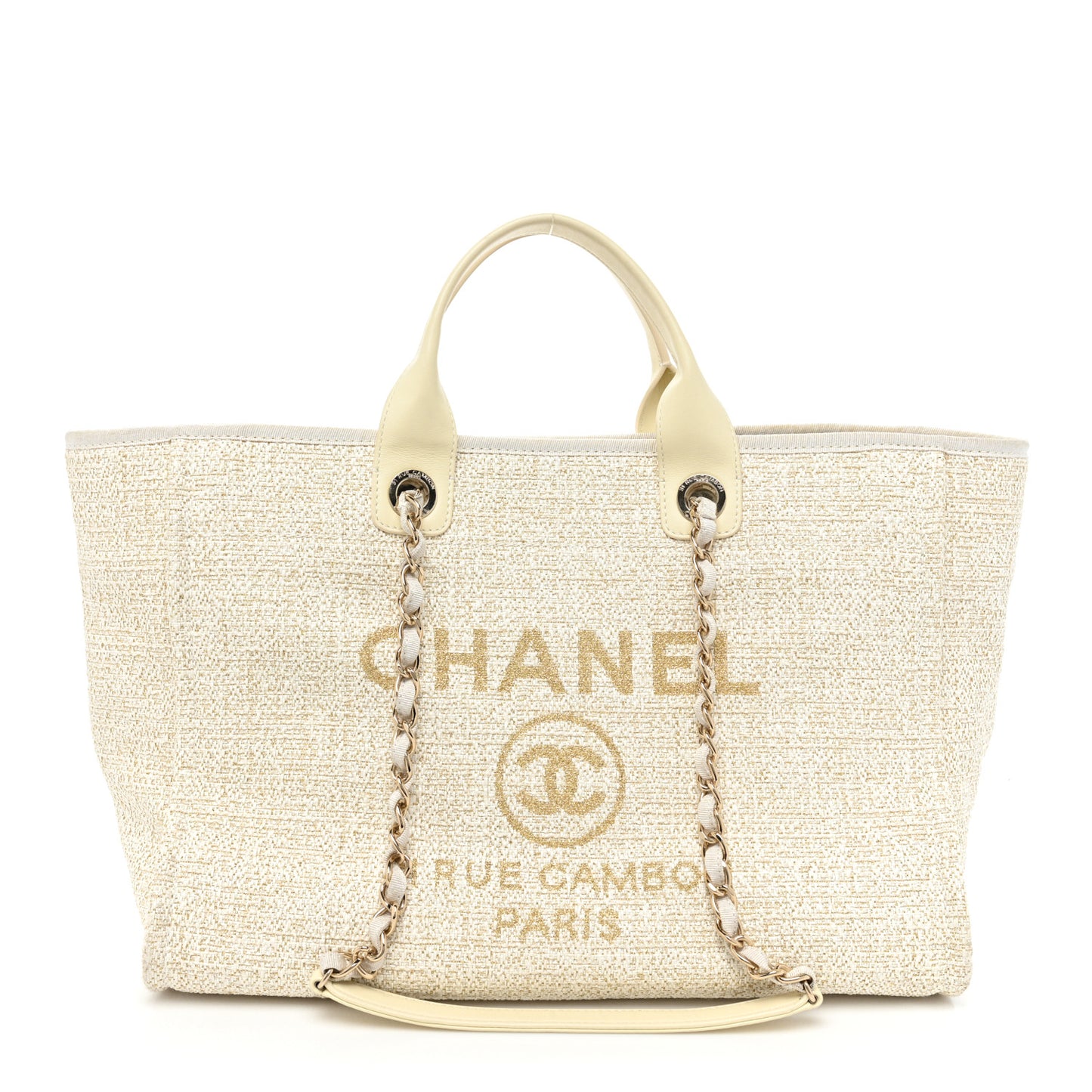 Lurex Boucle Medium Deauville Tote White