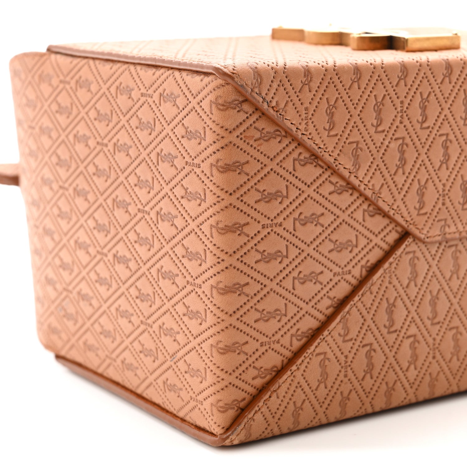 Saint Laurent Calfskin Monogram Take Away Box Dusty Vintage Brown Gold 8 of 11