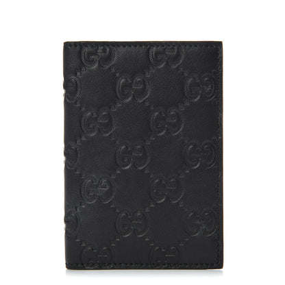 Gucci Guccissima Margaux Calfskin Avel Train Pass Card Case Black 1 of 6