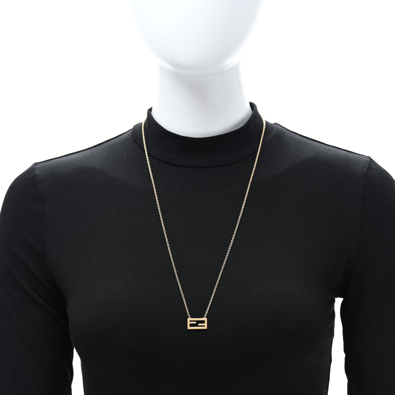 Fendi Bronze Baguette Necklace Gold 3 of 4