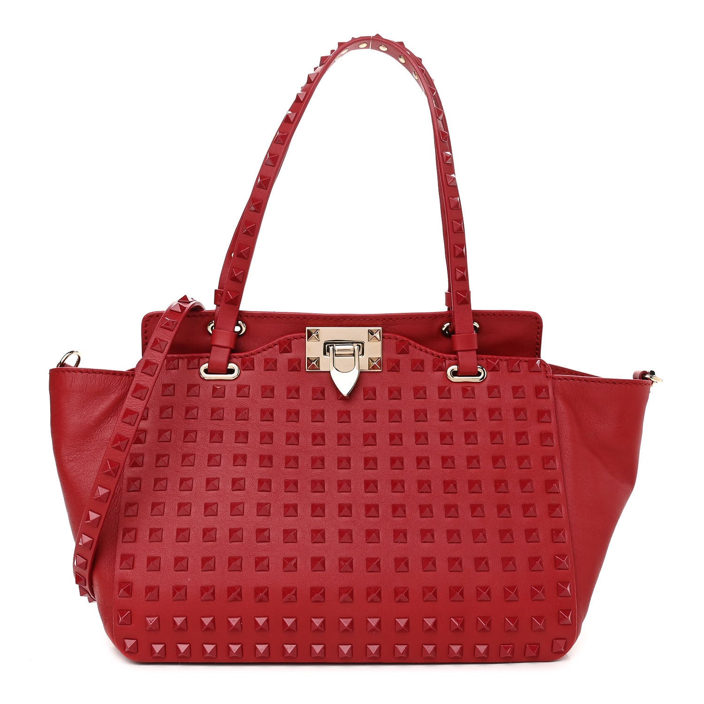 Vitello Monochrome Small Rockstud All Over Tote Rosso Valentino