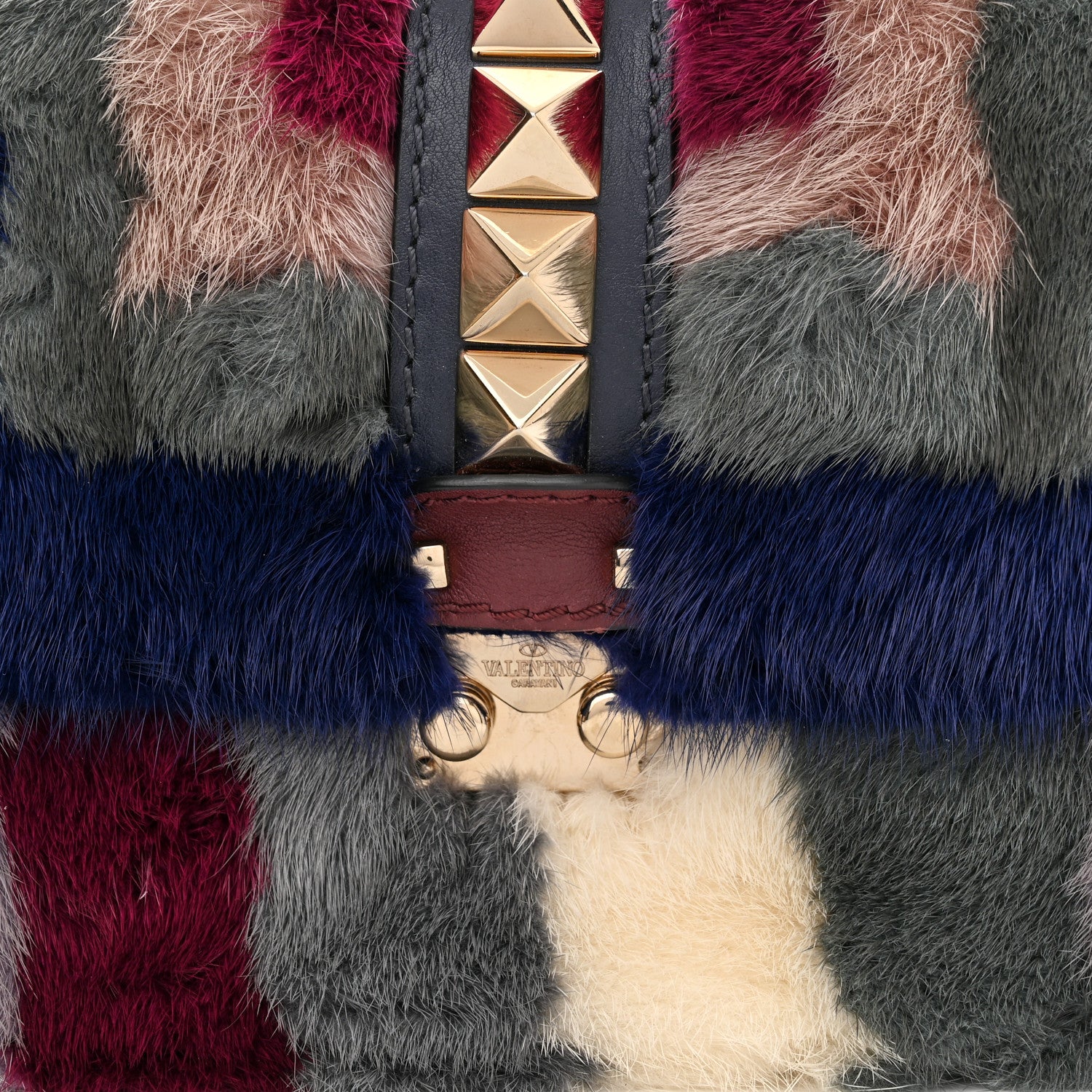Valentino Garavani Mink Fur Colorblock Small Glam Lock Rockstud Flap Multicolor 7 of 9