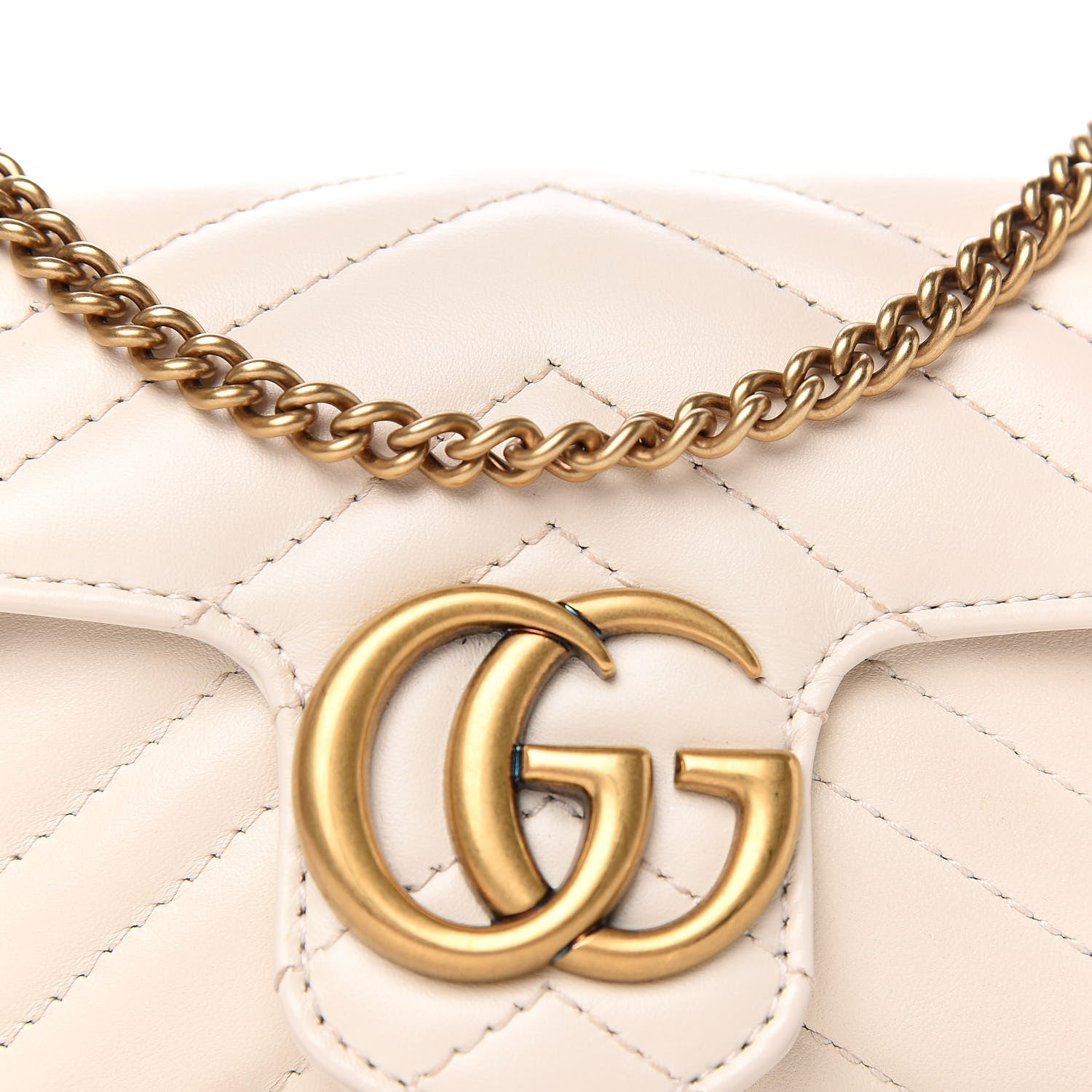 Gucci Calfskin Matelasse Super Mini GG Marmont Shoulder Bag White 10 of 10