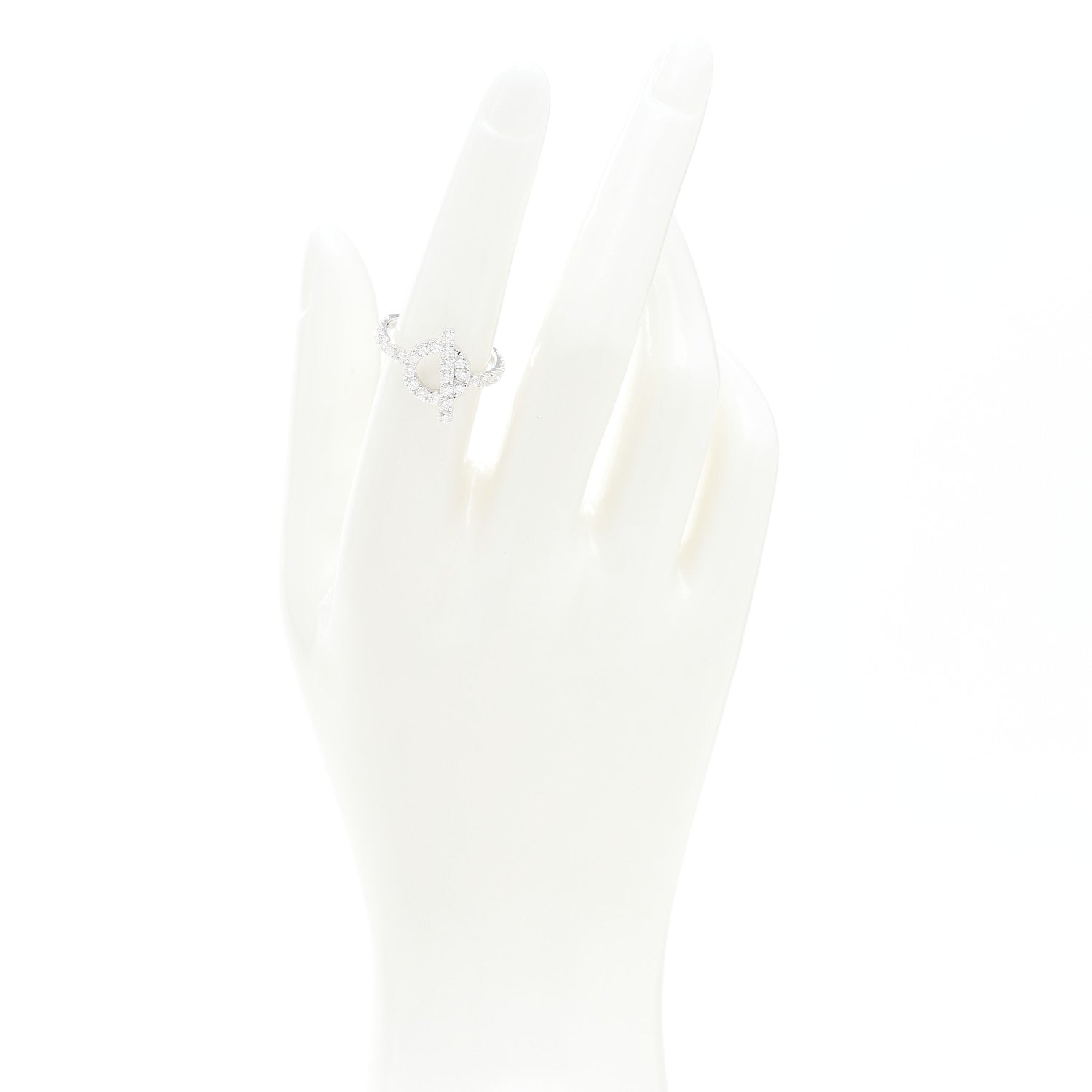 Hermes 18K White Gold Diamond Finesse Ring 53 6.25 2 of 8