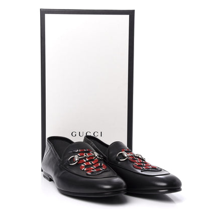 Gucci Lambskin Kingsnake Embroidered Mens Brixton Horsebit Loafers 9.5 Black 11 of 11