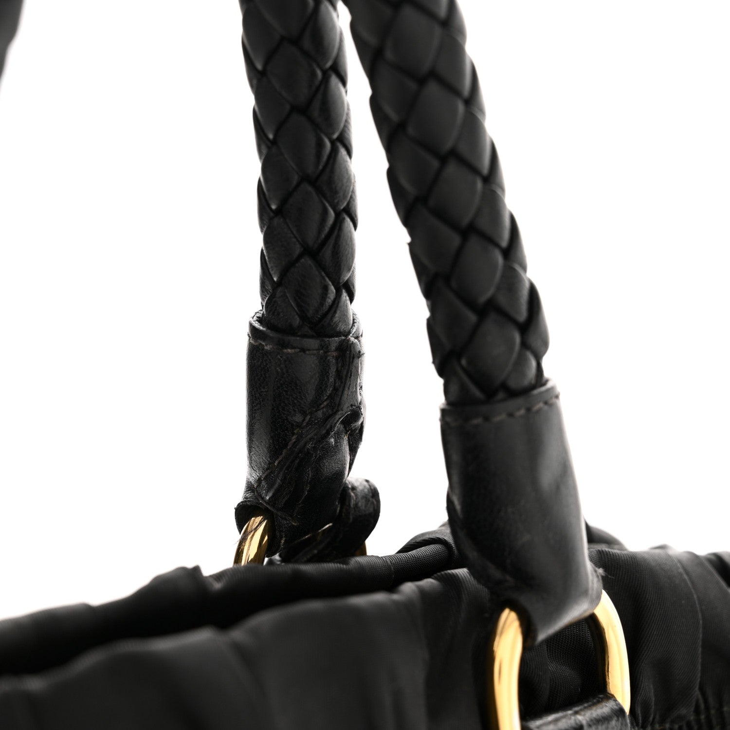 Prada Tessuto Nylon Nappa Braided Gaufre Shopping Satchel Black 16 of 19