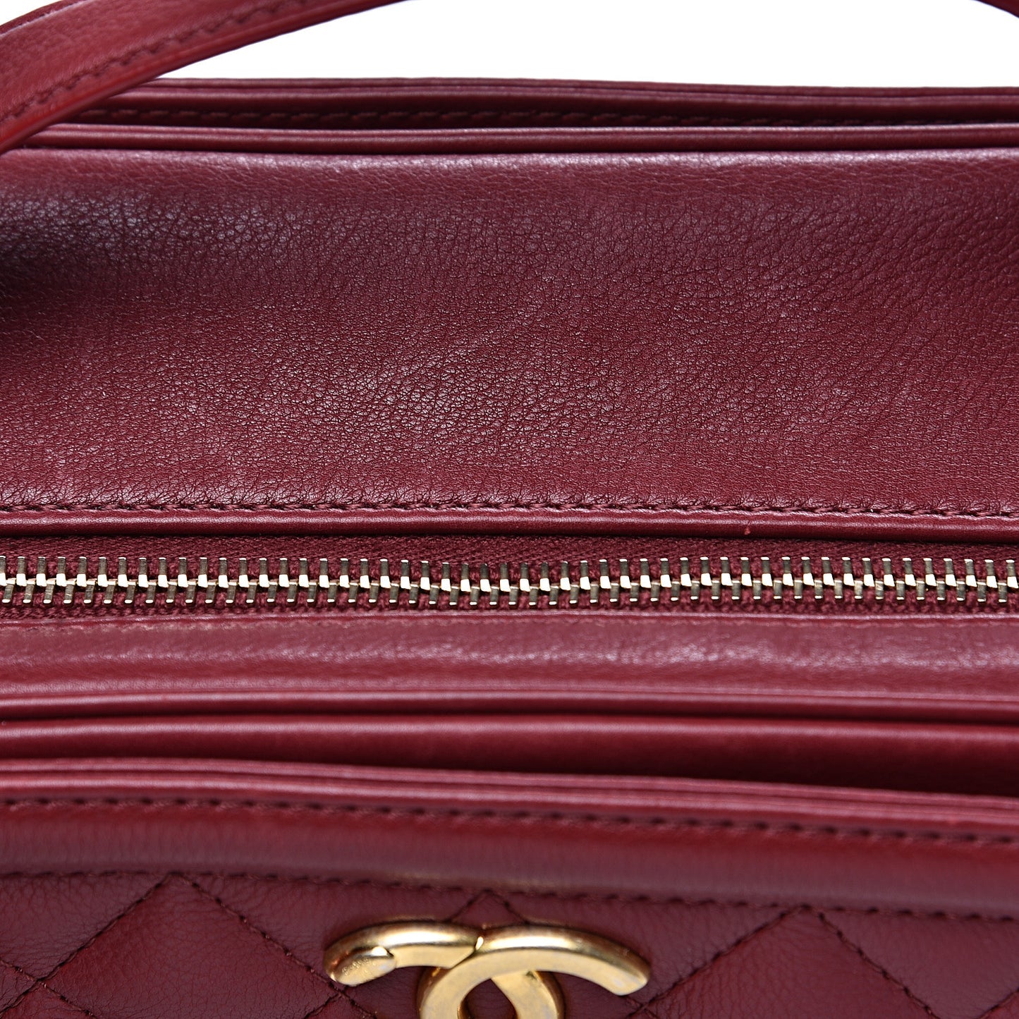 Calfskin Quilted CC Medium Vanity Case Dark Red