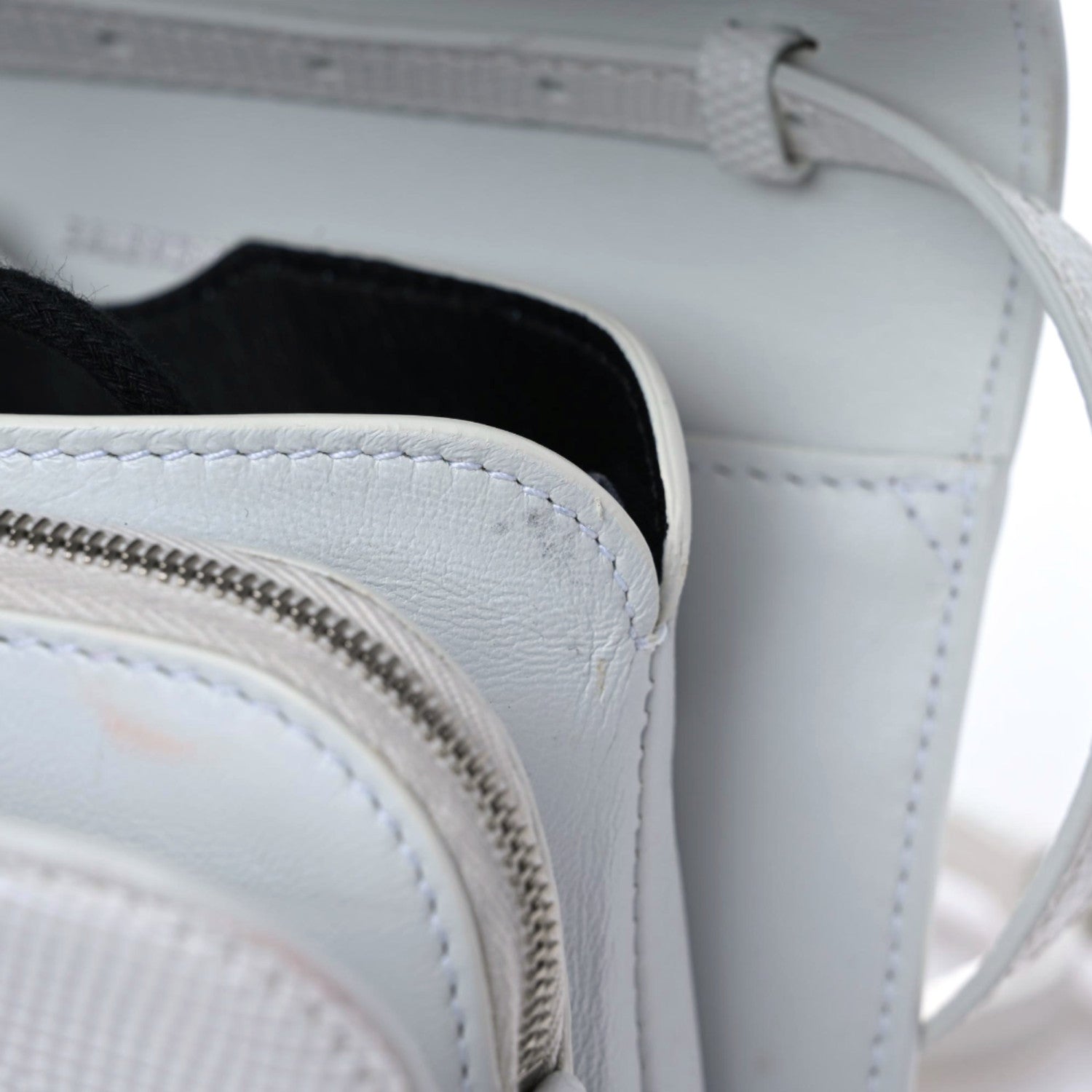 Balenciaga Patent Calfskin Lizard Embossed Tonal B Small B Crossbody Bag White 10 of 11