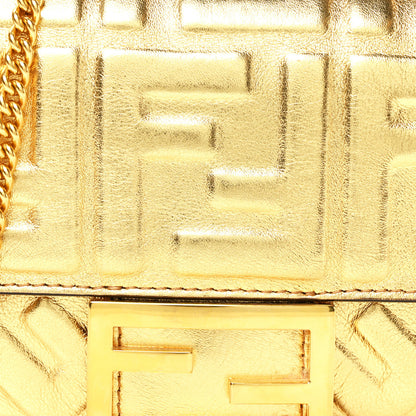 Fendi Vitello Catalan Mirror FF 1974 Embossed Mini Baguette Gold 7 of 9