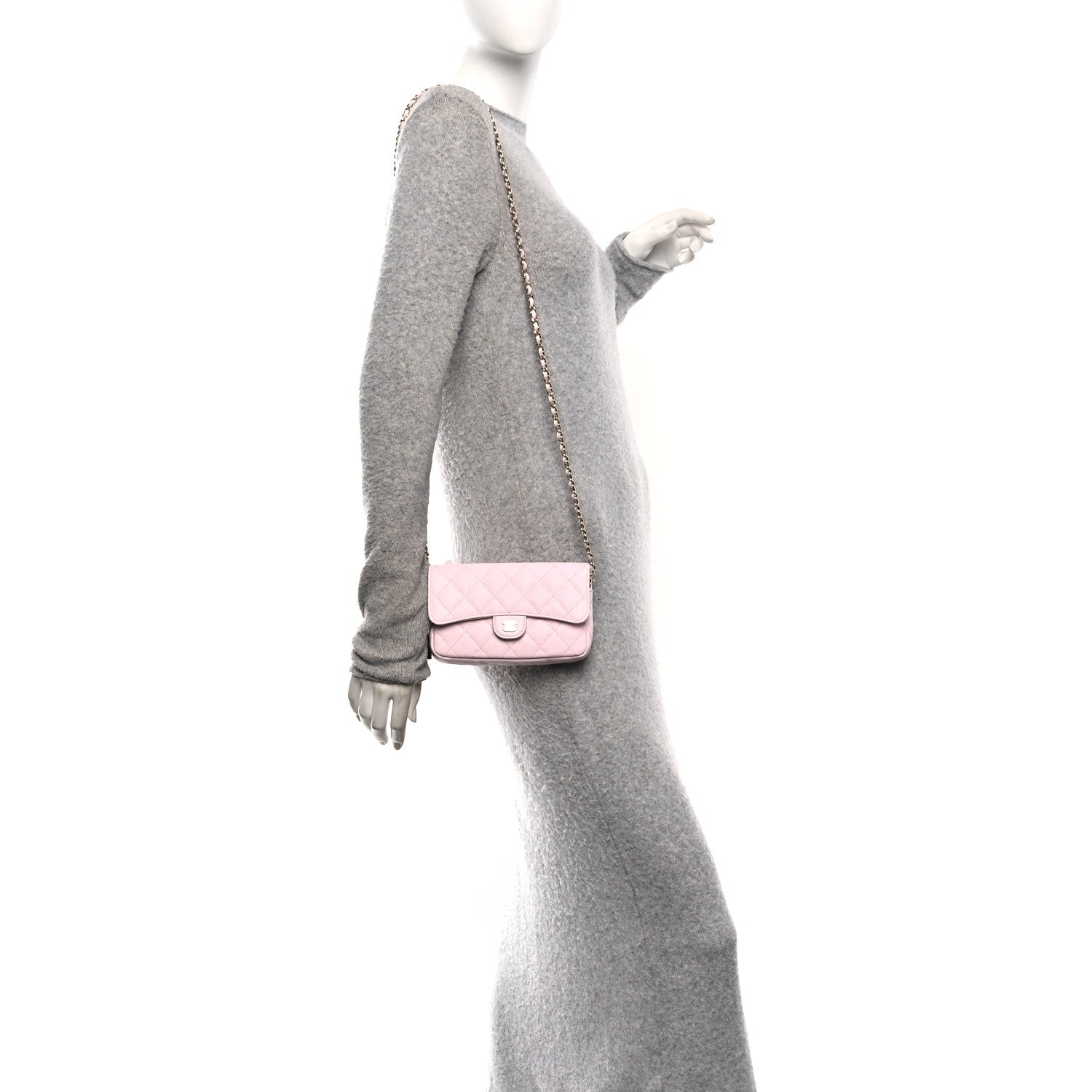 Chanel Caviar Quilted Flap Phone Holder With Chain Light Pink 2 of 13