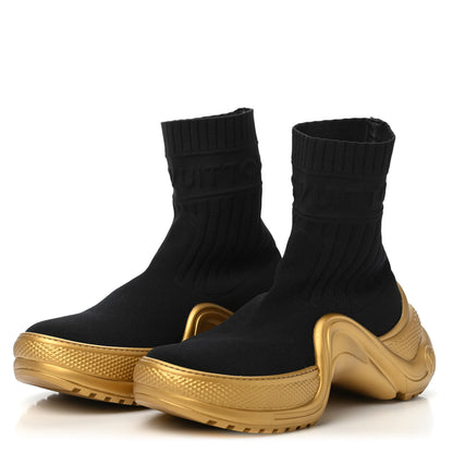 Louis Vuitton Stretch Textile Monogram LV Archlight Sneaker Boots 37 Black Gold 3 of 7