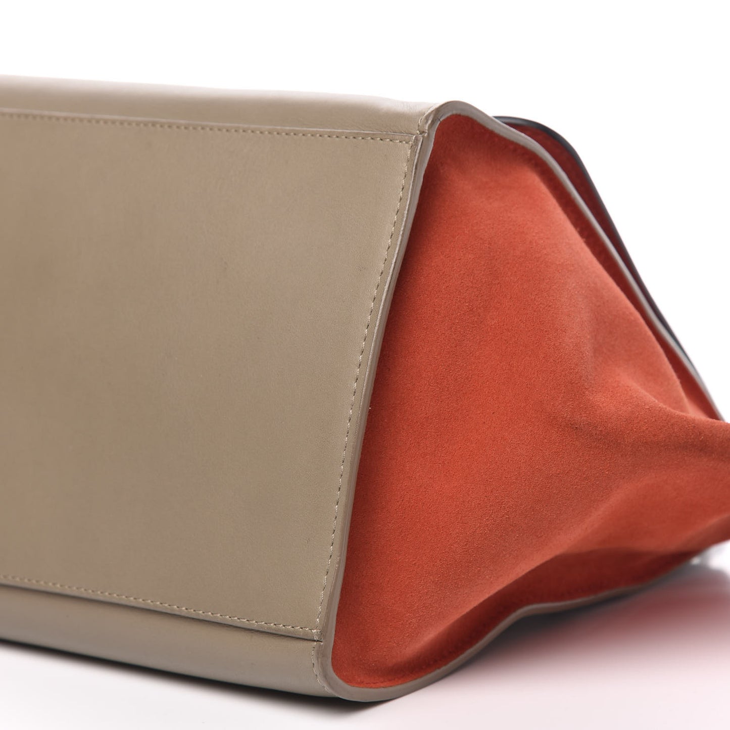 Smooth Calfskin Suede Medium Tri-Color Trapeze Orange