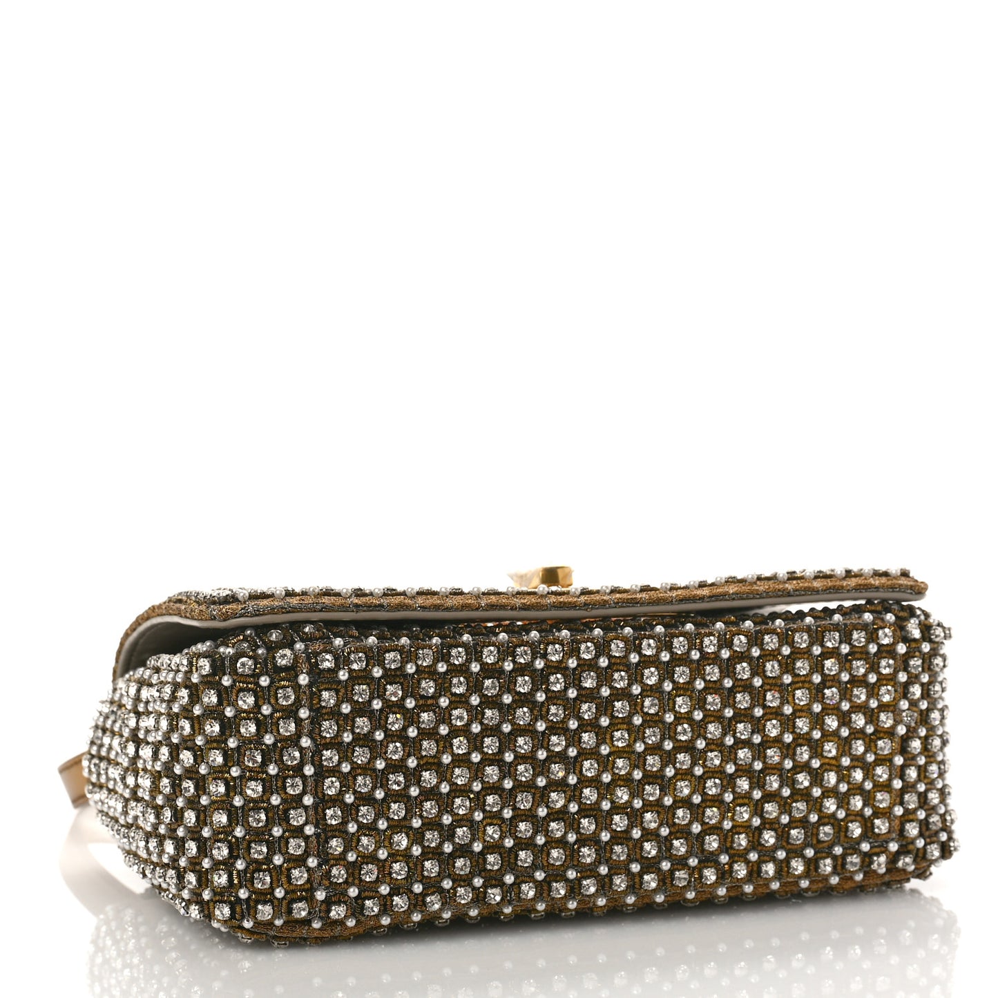 Calfskin Strass Embroidered Small Caro Bag Gold