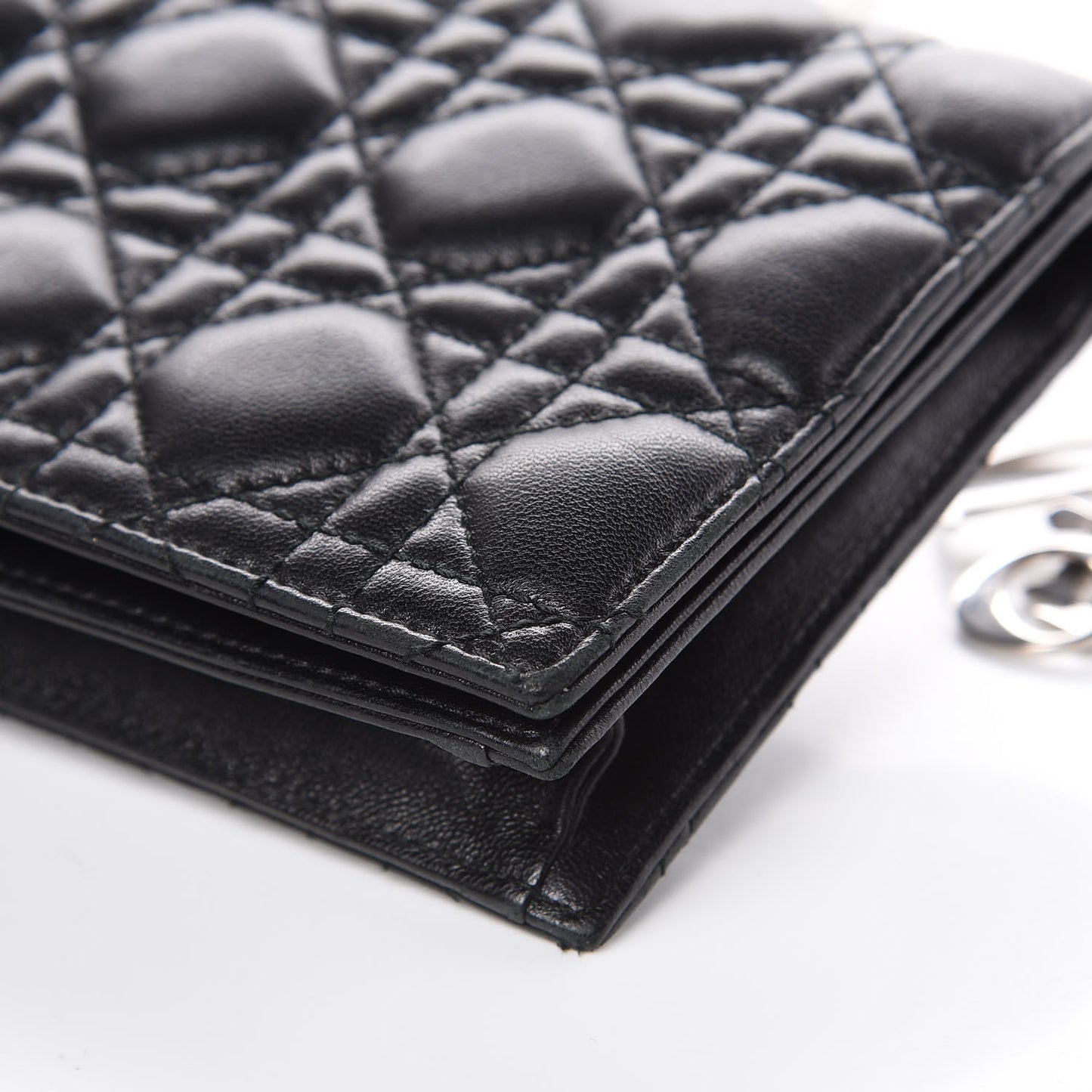 Lambskin Cannage Lady Dior Convertible Clutch Black