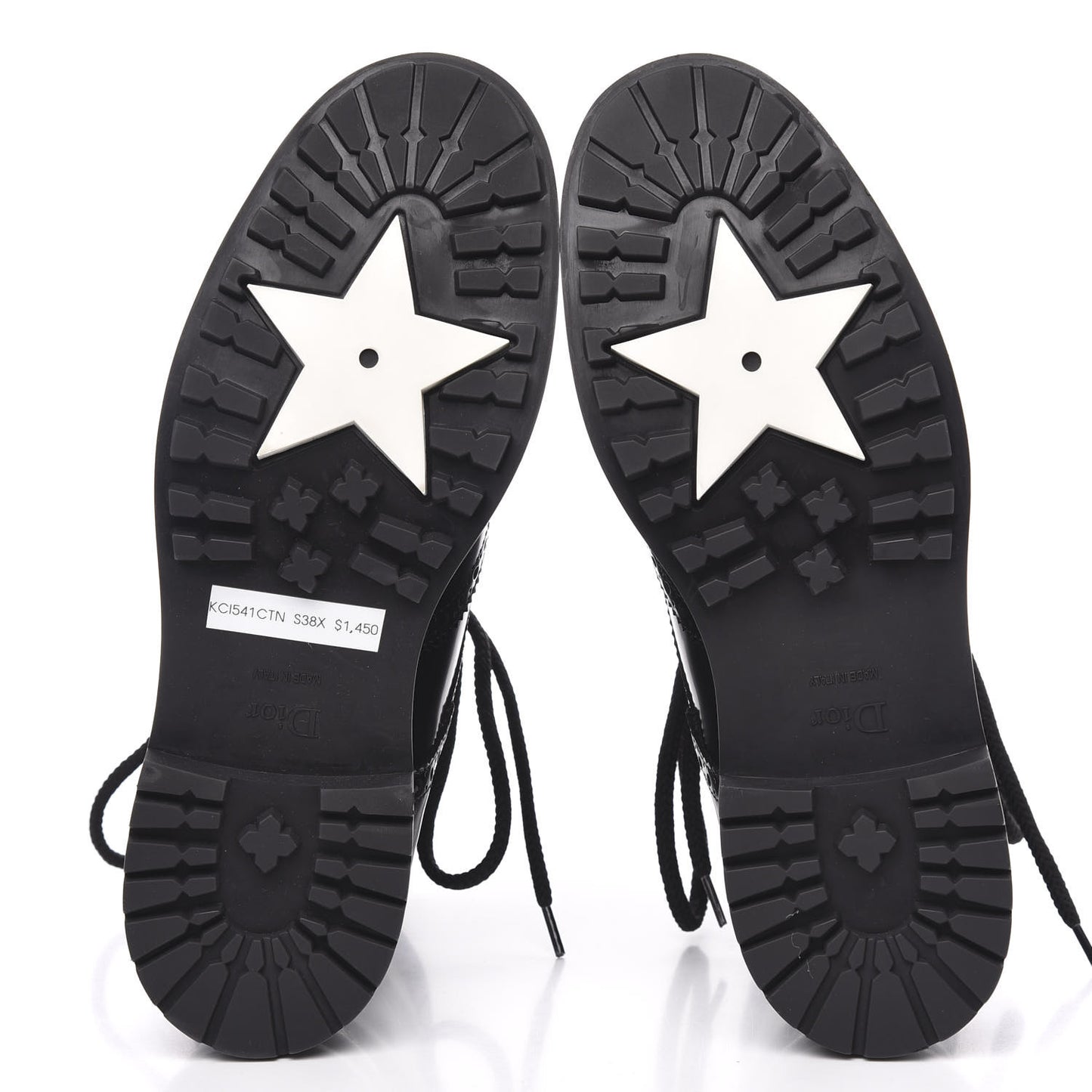 Calfskin D-Order Lace-Up Low Boot 37.5 Black White