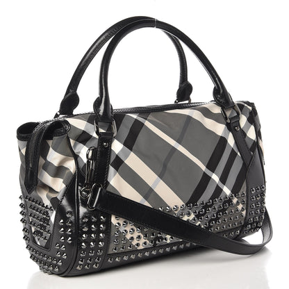 Burberry Nylon Beat Check Studded Medium Edenham Satchel Black 9 of 23