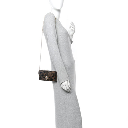 Fendi Vitello Soft F is Fendi Bi-Color FF 1974 Embossed Continental Envelope Wallet On Chain Maya Black 2 of 12