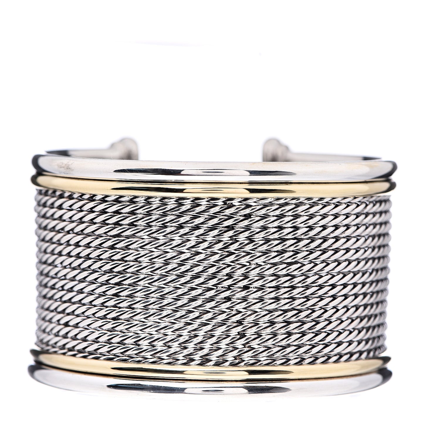 Sterling Silver 18K Yellow Gold Extra Wide Wheaton Cuff Bracelet