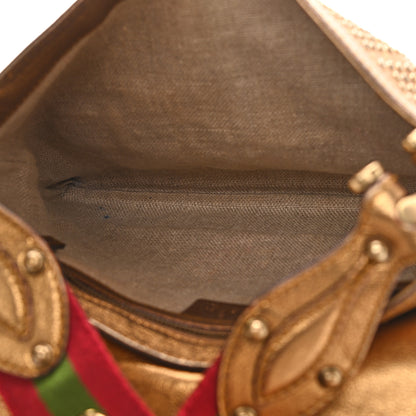 Gucci Calfskin Studded Pelham Flap Bag Gold 5 of 10