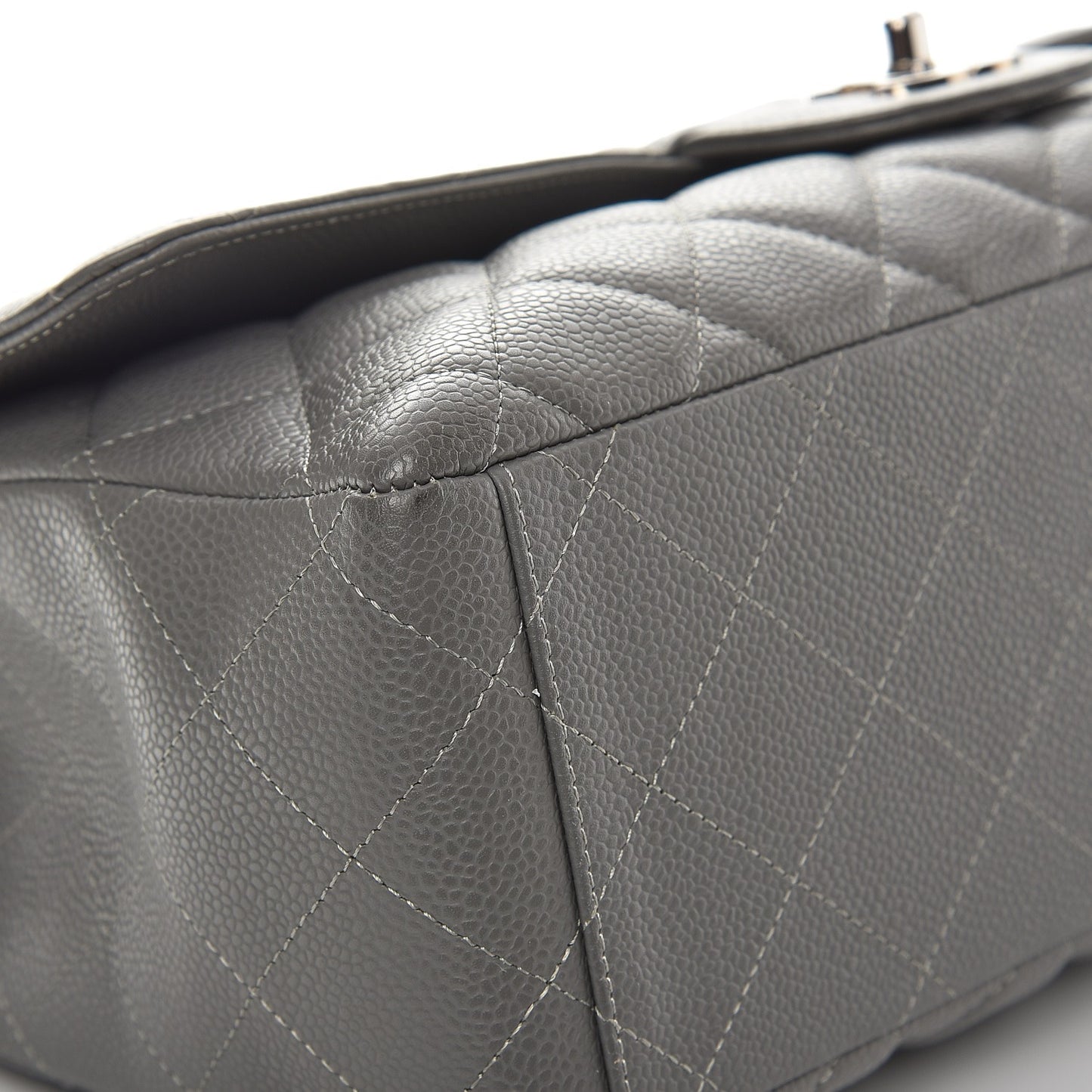 Caviar Quilted Maxi Single Flap Grey