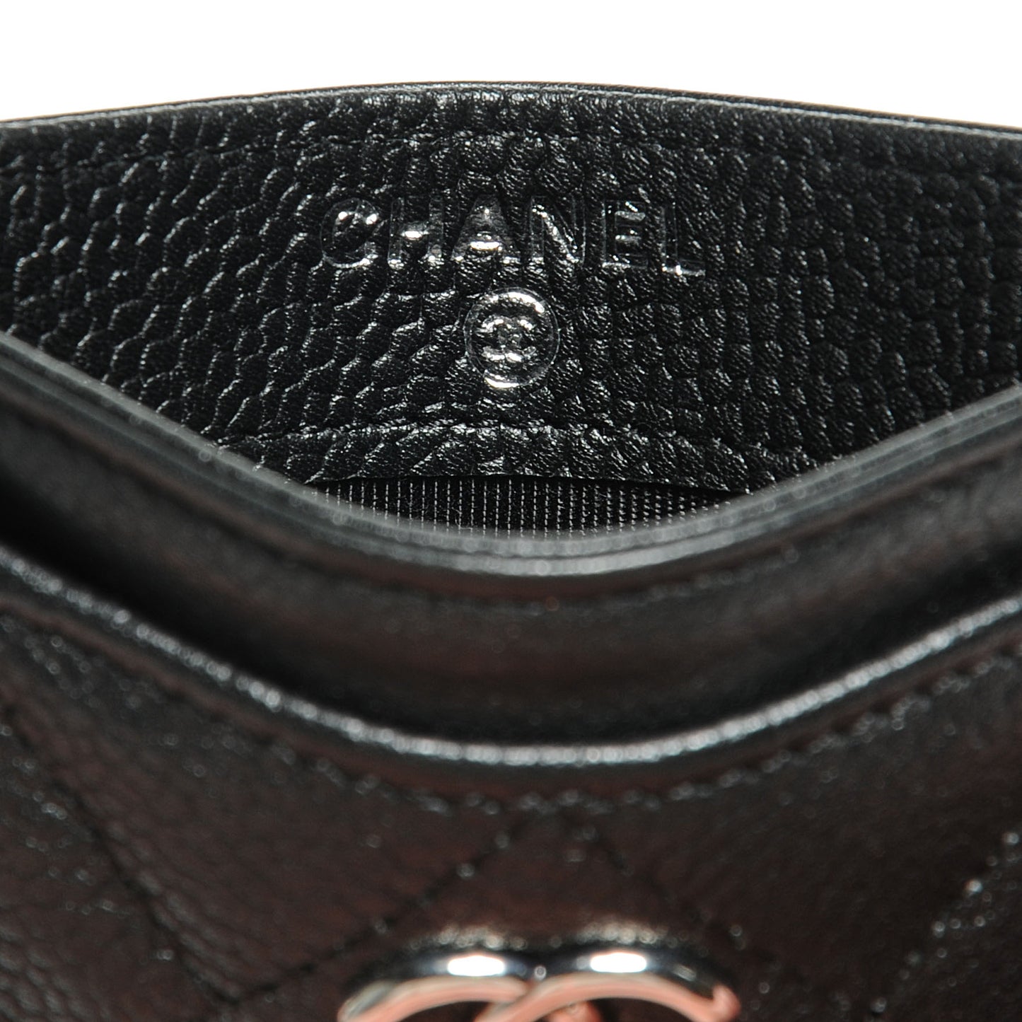 Caviar Quilted Card Holder Black