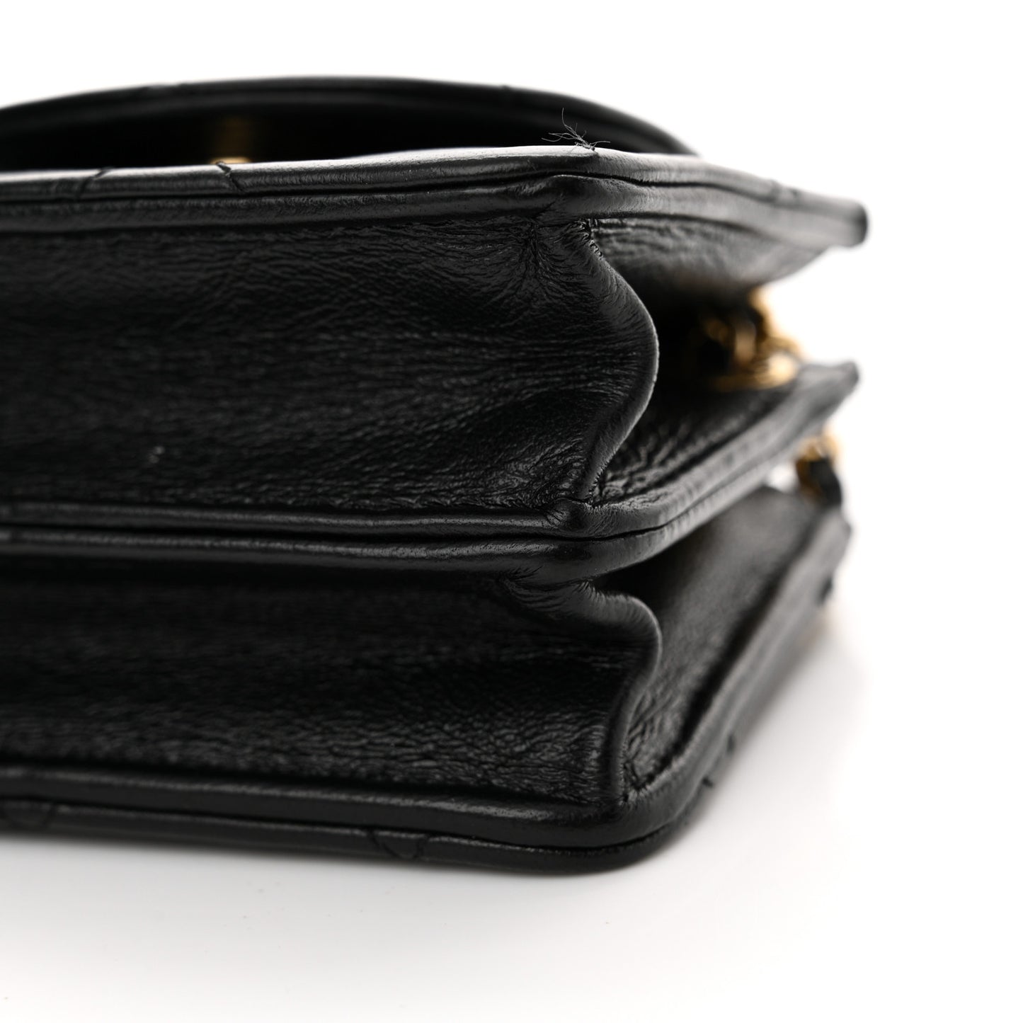 Lambskin Quilted Mini Accordion Clutch With Chain Black