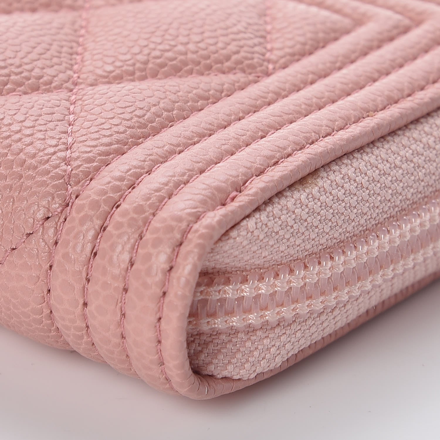 Chanel Caviar Quilted Boy Zip Around Coin Purse Wallet Light Pink 9 of 10