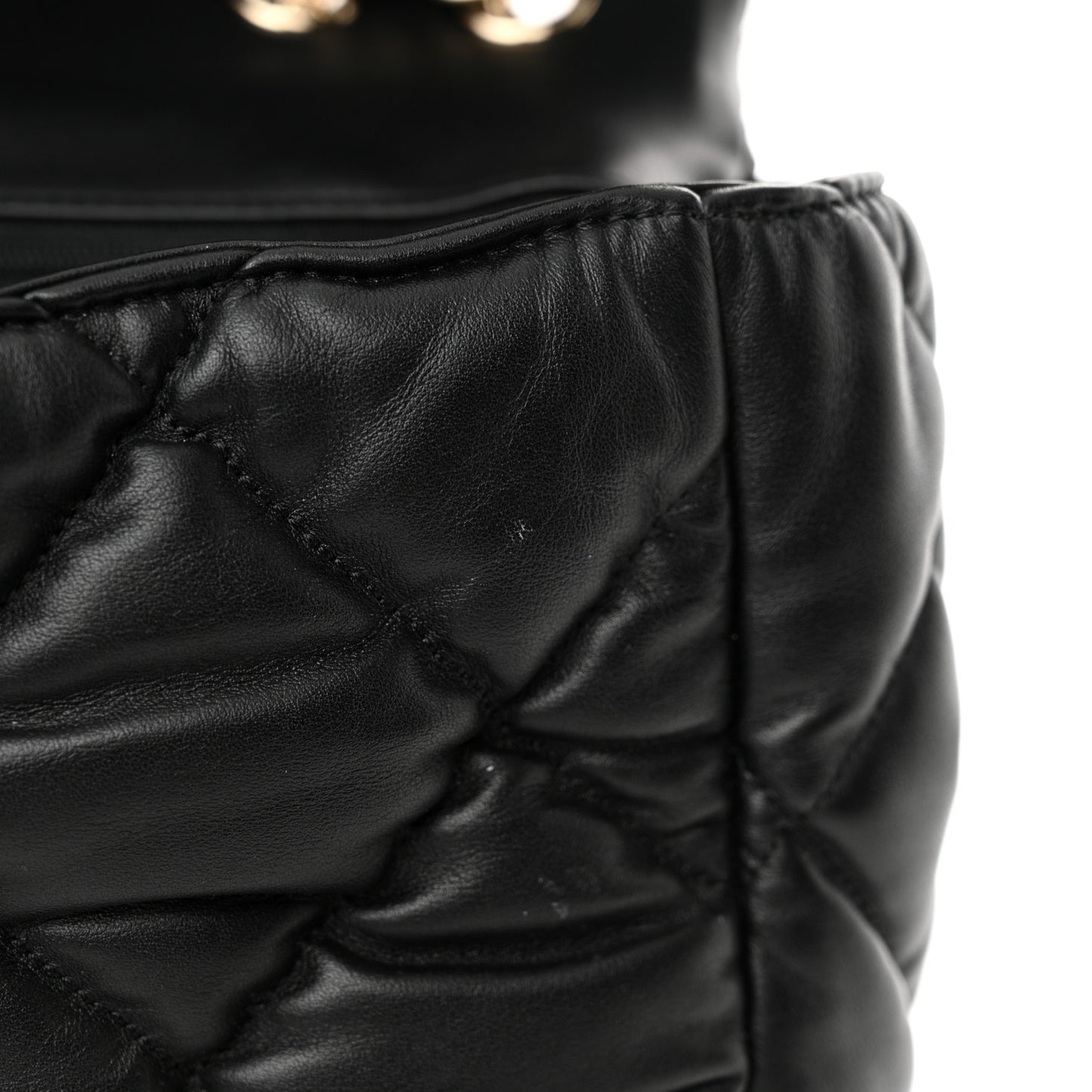 Calfskin Quilted Large Bubbly Flap Black
