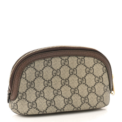 Gucci GG Supreme Monogram Textured Calfskin Web Medium Ophidia Cosmetic Case Beige Ebony New Acero 3 of 9