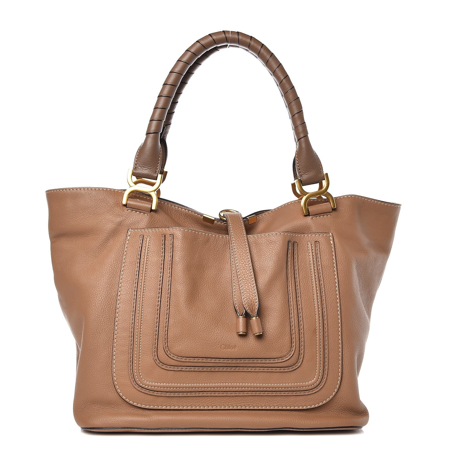Chloe Calfskin Large New Marcie Tote Nut 1 of 9