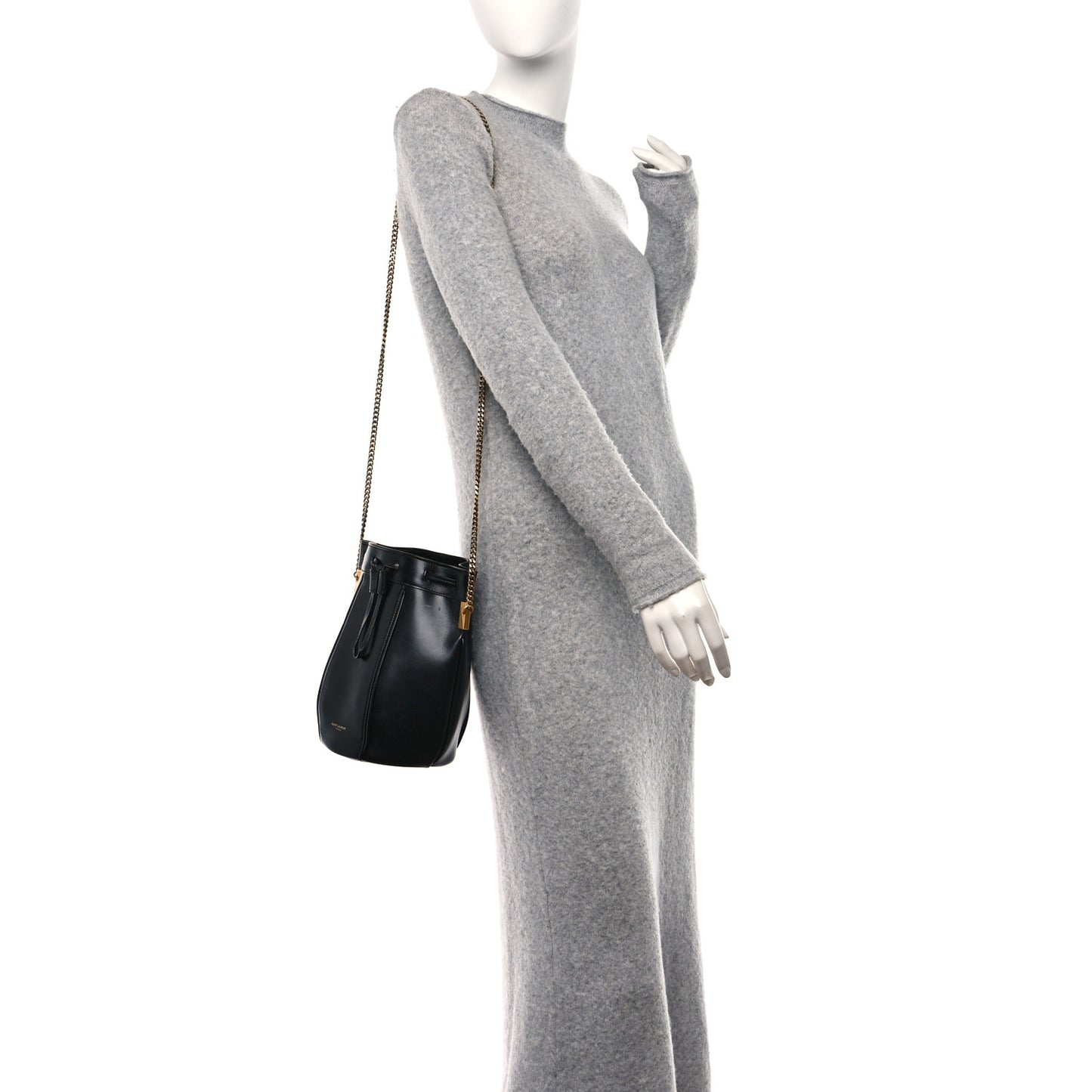 Smooth Calfskin Small Talitha Bucket Bag Black