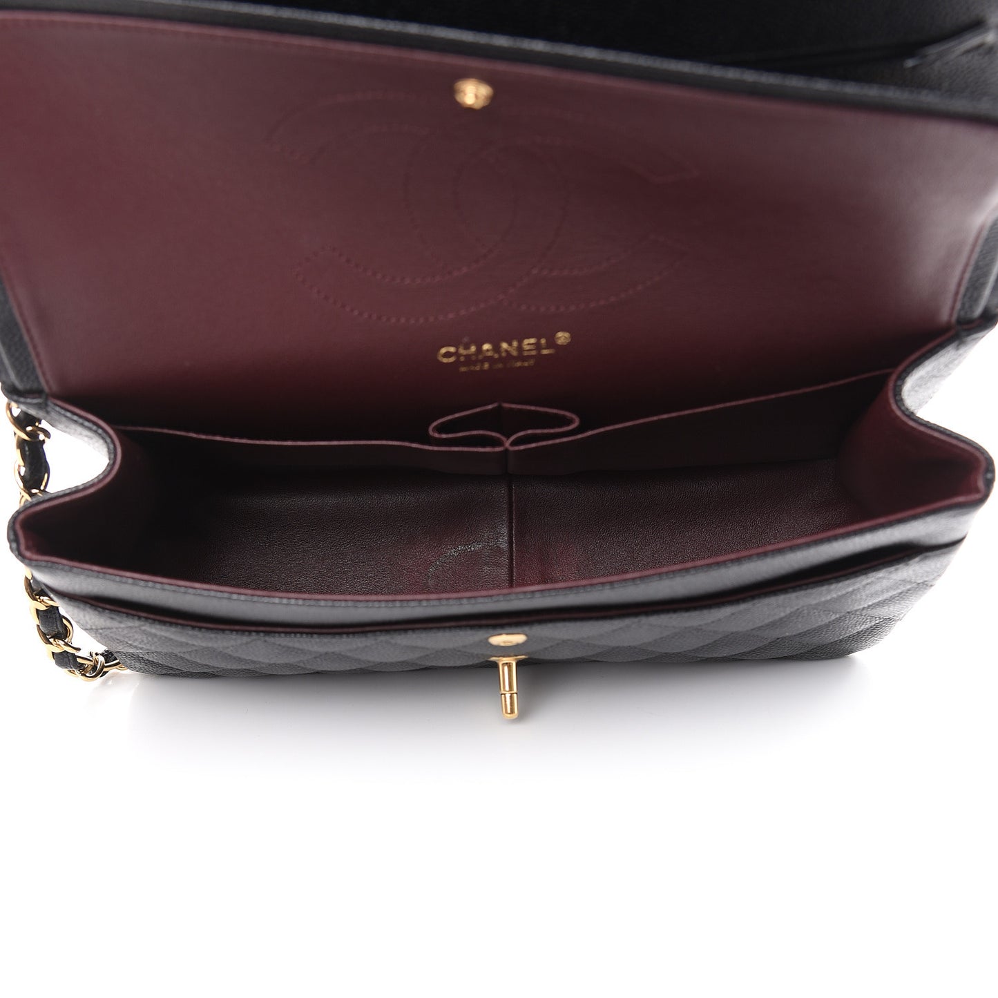 Caviar Quilted Jumbo Double Flap Black