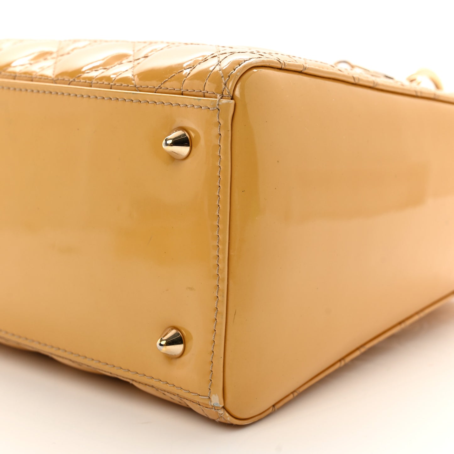 Patent Cannage Medium Lady Dior Dark Beige