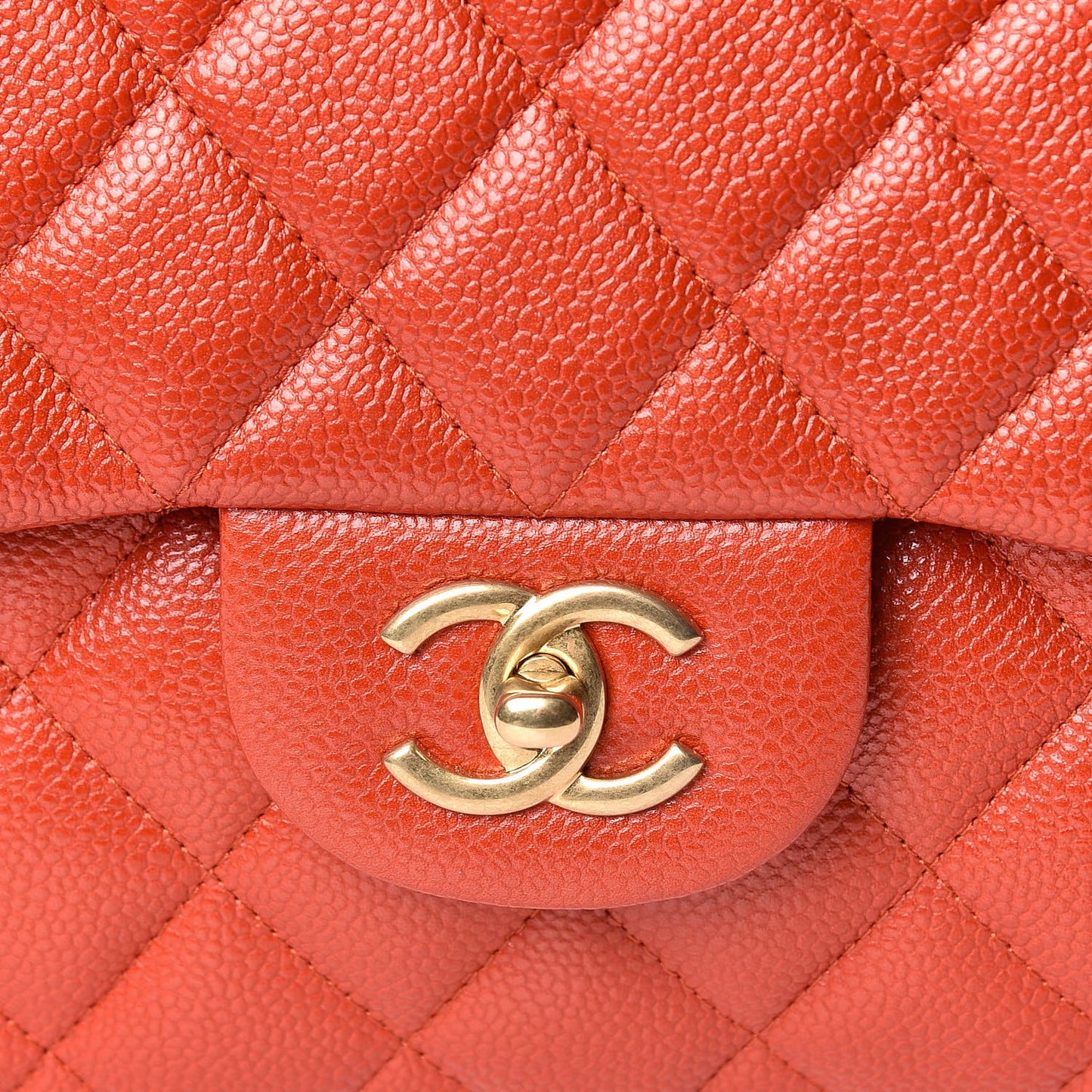 Pearly Caviar Quilted Jumbo Double Flap Orange