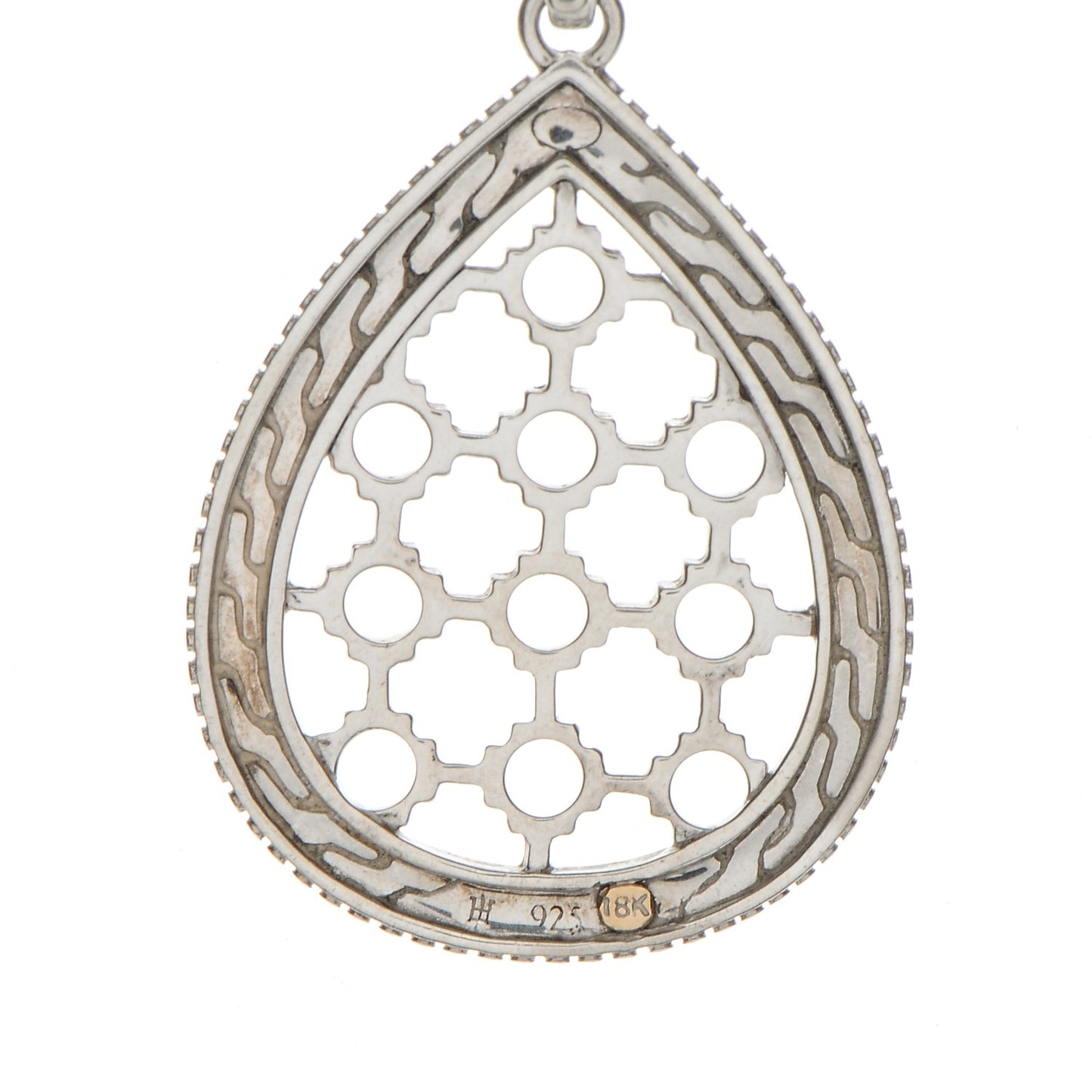 Sterling Silver 18K Yellow Gold Dot Teardrop Pendant Necklace